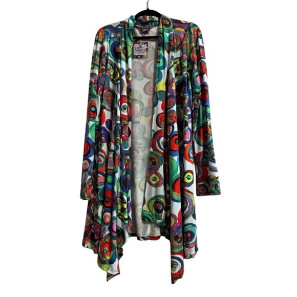 NWT Salaam Sz L Made In USA Colourful Art To Wear Lightweight Kimono - Picture 1 of 12
